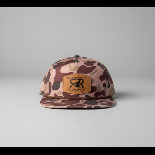 The Drake Camo flat bill/rope hat