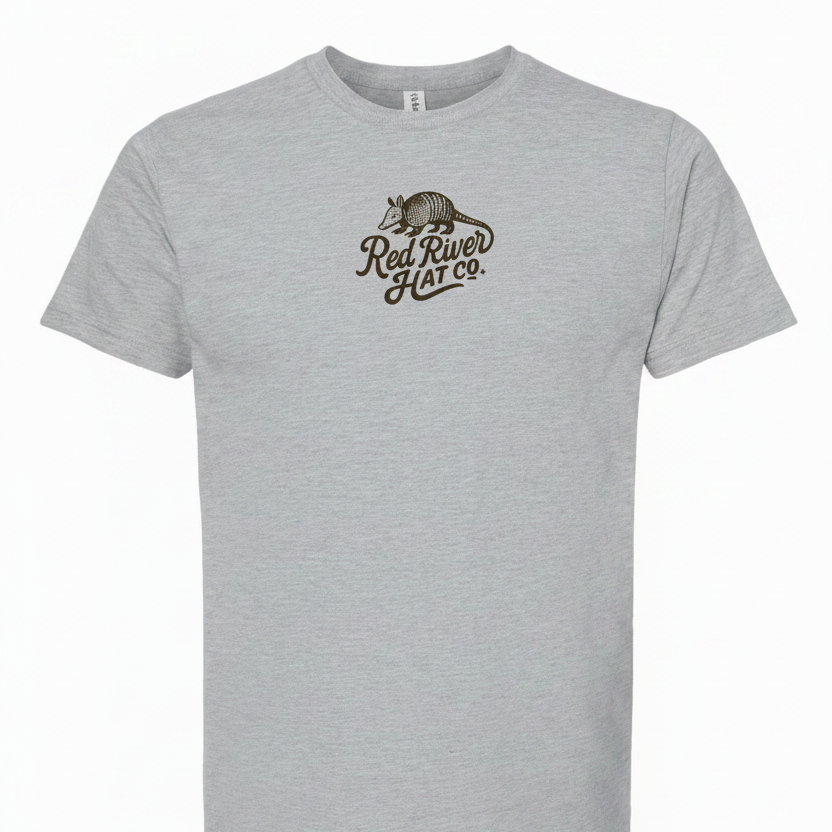 Red River Hat Co. Armadillo Smaller Logo Heather Gray Tee