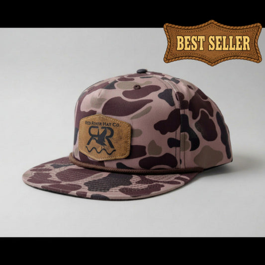 The Drake Camo flat bill/rope hat
