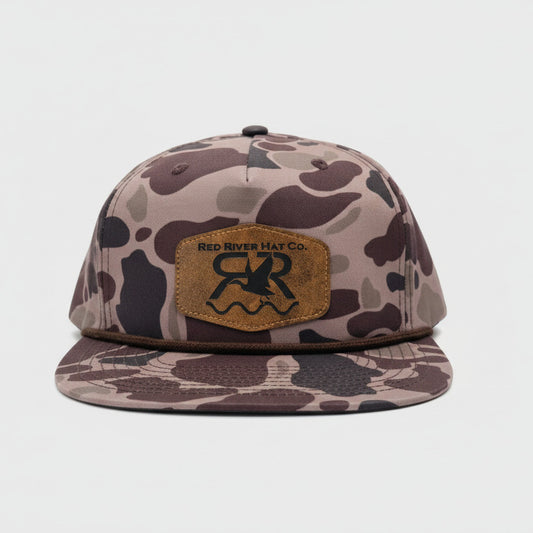 The Drake Camo flat bill/rope hat