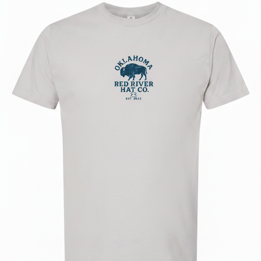 Oklahoma Bison Single Center Logo Silver Tee