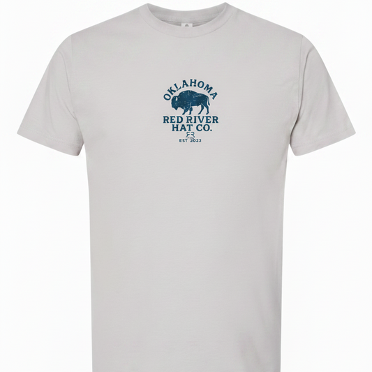 Oklahoma Bison Single Center Logo Silver Tee