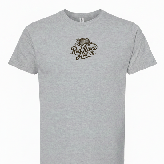 Red River Hat Co. Armadillo Smaller Logo Heather Gray Tee